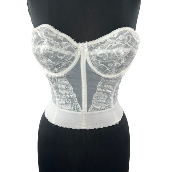 VINTAGE Goddess White Ivory Bodice Strapless Underwire Bustier Size 34DD - Picture 1 of 6